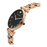  Shop Authentic Emporio Armani Gianni T-Bar Black Dial Rose Gold Strap Watch For Women - AR11145 - Luxxuri
