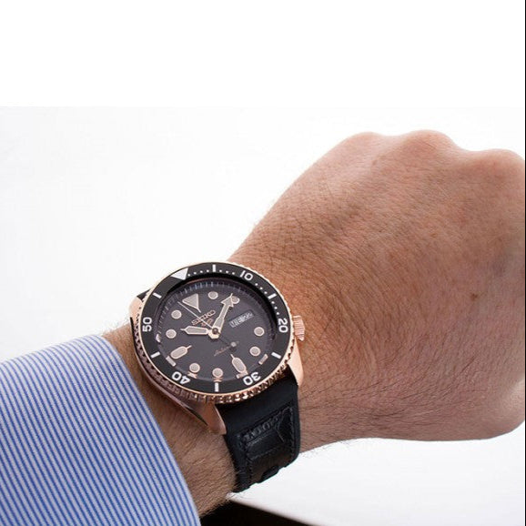Seiko 5 Sport SKX Automatic Black Dial Black Silicone Strap Watch For Men - SRPD76K1