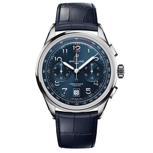  Shop Authentic Breitling Premier B01 Chronograph 42 Blue Dial Blue Leather Strap Watch for Men - AB0145171C1P2 - Luxxuri