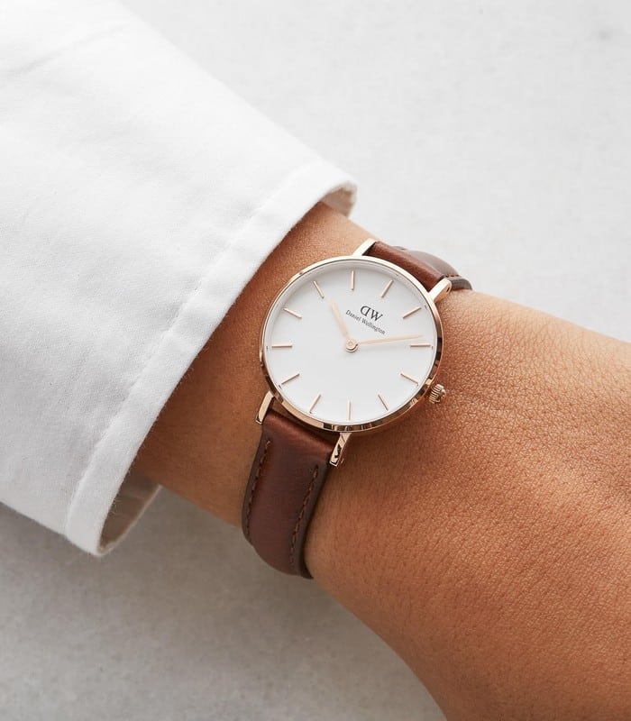  Shop Authentic Daniel Wellington Classic Petite St Mawes White Dial Brown Leather Strap Watch For Women - DW00100231 - Luxxuri