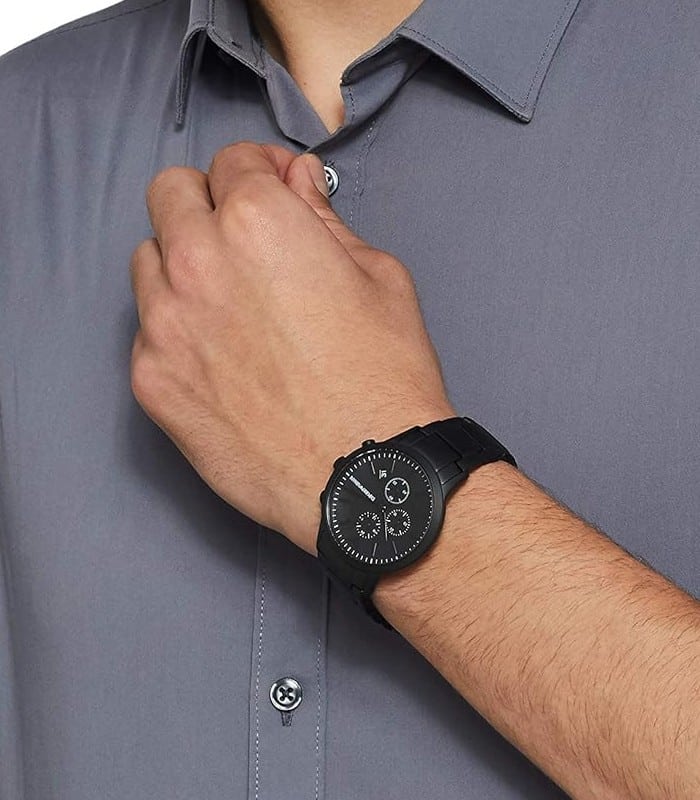  Shop Authentic Emporio Armani Renato Chronograph Mother of Pearl Black Dial Black Steel Strap Watch For Men - AR11275 - Luxxuri