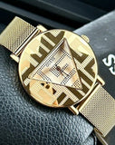  Shop Authentic Guess Iconic Quartz Gold Dial Gold Mesh Bracelet Watch For Women - GW0527L2 - Luxxuri
