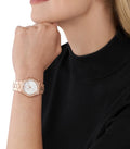  Shop Authentic Michael Kors Lennox Three Hand Silver Dial Rose Gold Steel Strap Watch For Women - MK7279 - Luxxuri