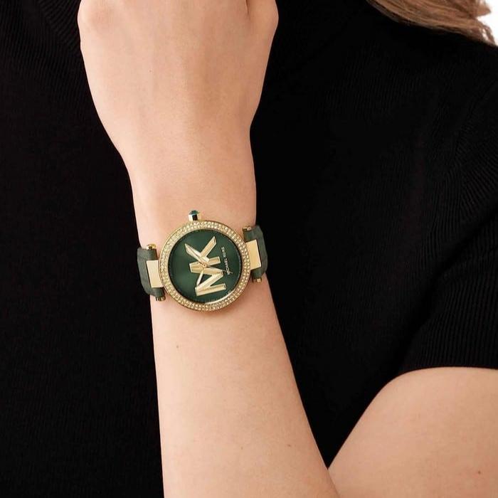  Shop Authentic Michael Kors Parker Green Dial Green Leather Strap Watch For Women - MK4724 - Luxxuri