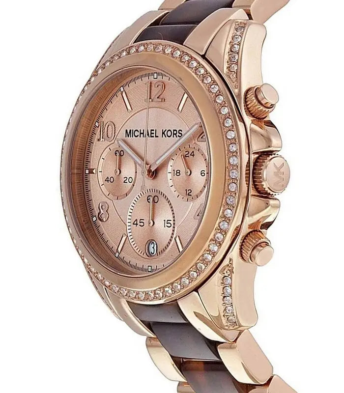 Michael Kors Blair Rose Gold Dial Two Tone Steel Strap Watch For Women - MK5859