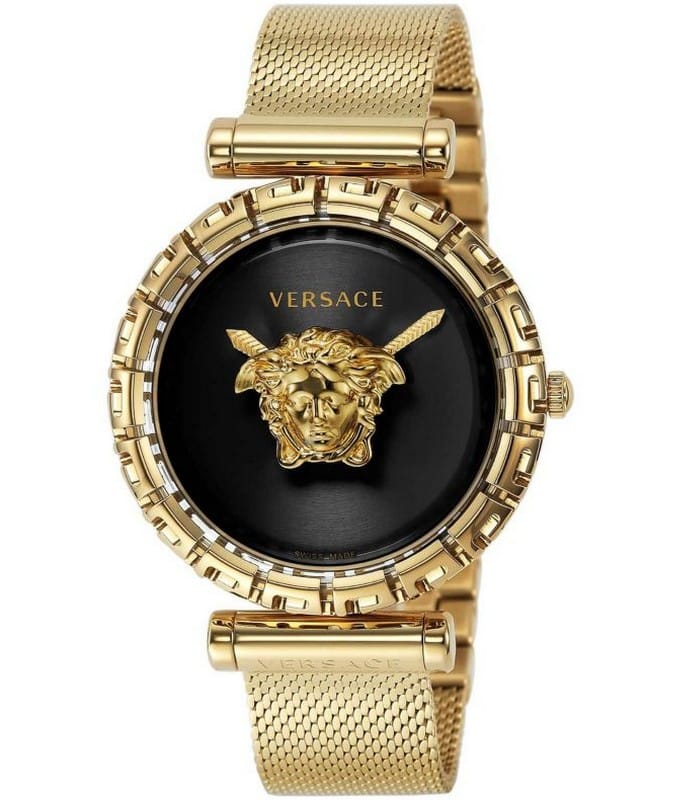  Shop Authentic Versace Palazzo Empire Greca Black Dial Gold Mesh Bracelet Watch for Women - VEDV00519 - Luxxuri