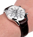  Shop Authentic Hugo Boss Ambassador Chronograph Silver Dial Brown Leather Strap Watch For Men - HB1513195 - Luxxuri