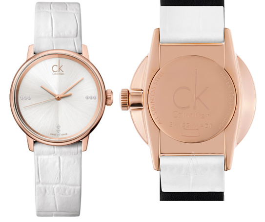  Shop Authentic Calvin Klein Accent White Dial White Leather Strap Watch for Women - K2Y2Y6KW - Luxxuri