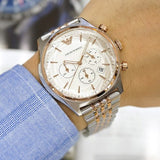  Shop Authentic Emporio Armani Zeta Chronograph Quartz White Dial Two Tone Steel Strap Watch For Men - AR1998 - Luxxuri