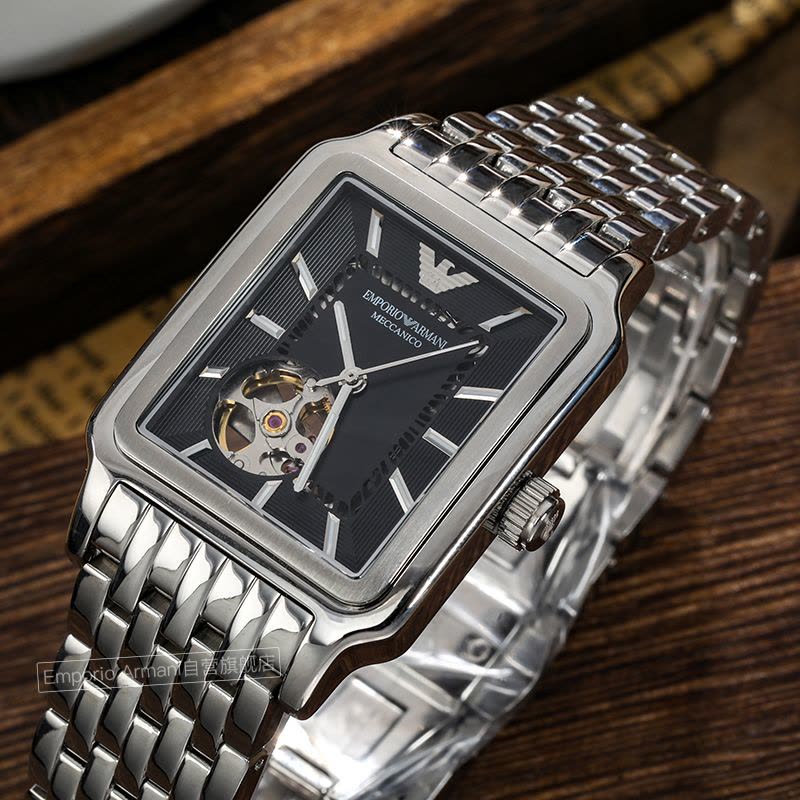  Shop Authentic Emporio Armani Diego Automatic Black Dial Silver Steel Strap Watch For Men - AR60057 - Luxxuri