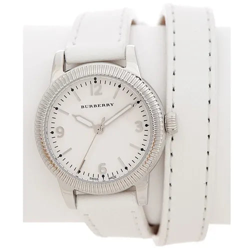 Burberry Utilitarian White Dial White Leather Strap Watch for Women - BU7846