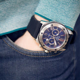  Shop Authentic Bulova Marine Star Blue Dial Black Silicone Strap Watch for Men - 98B258 - Luxxuri