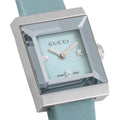  Shop Authentic Gucci G-Frame Pastel Blue Mother of Pearl Dial Blue Leather Strap Watch For Women - YA128531 - Luxxuri
