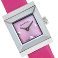  Shop Authentic Gucci G-Frame Square Fuchsia Mother of Pearl Dial Fuchsia Leather Strap Watch For Women - YA128533 - Luxxuri
