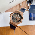  Shop Authentic Maserati Automatic Skeleton Dial Rose Gold Blue Leather Strap Watch For Men - R8821108022 - Luxxuri