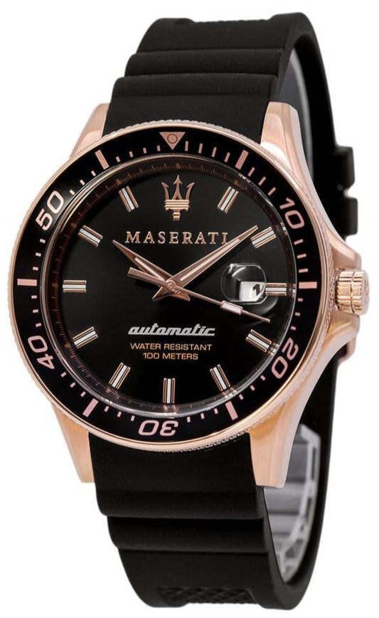  Shop Authentic Maserati SFIDA Automatic Black Dial Black Rubber Strap Watch For Men - R8821140001 - Luxxuri