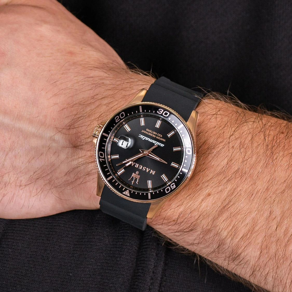  Shop Authentic Maserati SFIDA Automatic Black Dial Black Rubber Strap Watch For Men - R8821140001 - Luxxuri