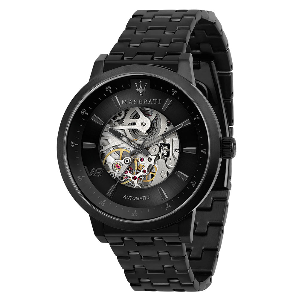  Shop Authentic Maserati Granturismo Sport GT Skeleton Black Dial Black Steel Strap Watch For Men - R8823134003 - Luxxuri