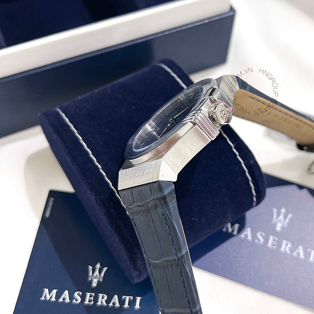  Shop Authentic Maserati Potenza Blue Dial Blue Leather Strap Watch For Men - R8851108015 - Luxxuri