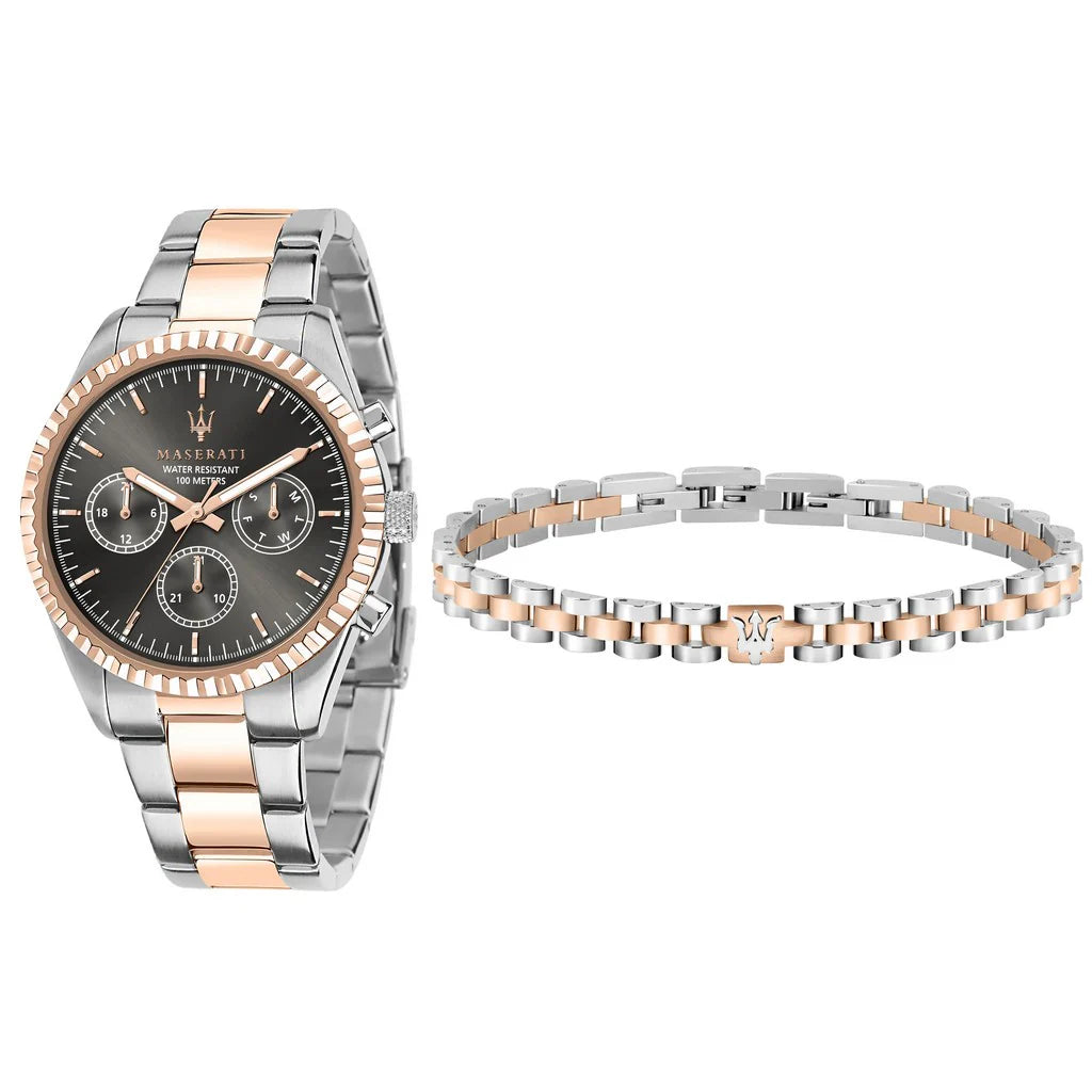  Shop Authentic Maserati Competizione Analog Black Dial Two Tone Stainless Steel Strap Watch For Men - R8853100020 - Luxxuri