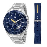  Shop Authentic Maserati Traguardo Chronograph Modena Edition Blue Dial Silver Steel Strap Watch For Men - R8871612039 - Luxxuri