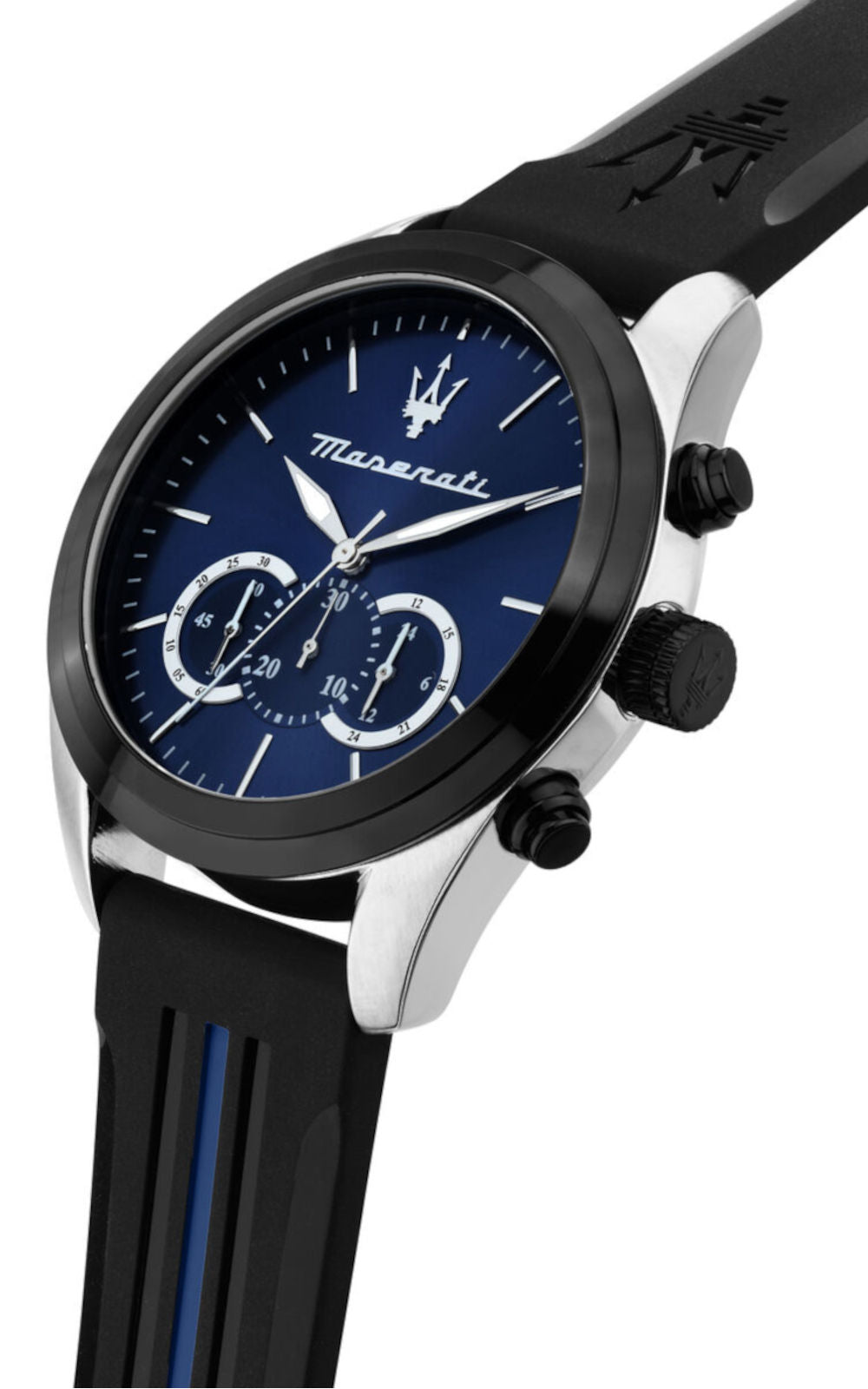  Shop Authentic Maserati Traguardo Chronograph Blue Dial Black Silicone Strap Watch For Men - R8871612044 - Luxxuri