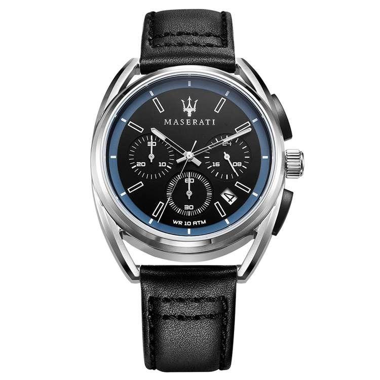  Shop Authentic Maserati Trimarano Chronograph Black Dial Black Leather Strap Watch For Men - R8871632001 - Luxxuri