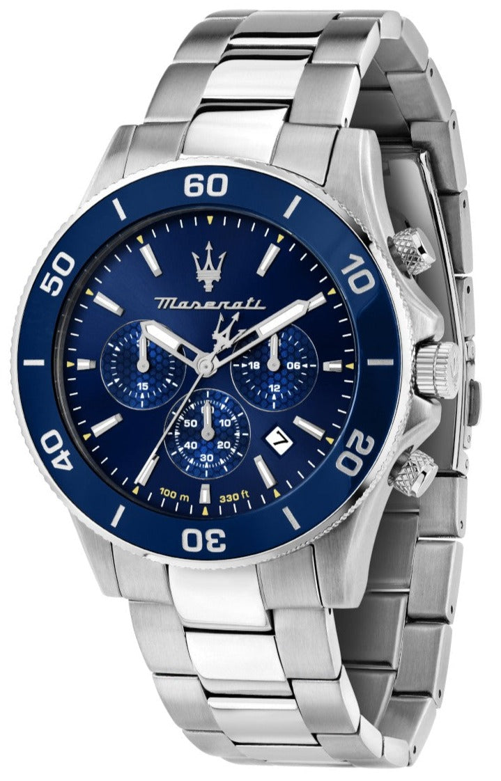  Shop Authentic Maserati Competizione Chronograph Blue Dial Silver Steel Strap Watch For Men - R8873600002 - Luxxuri