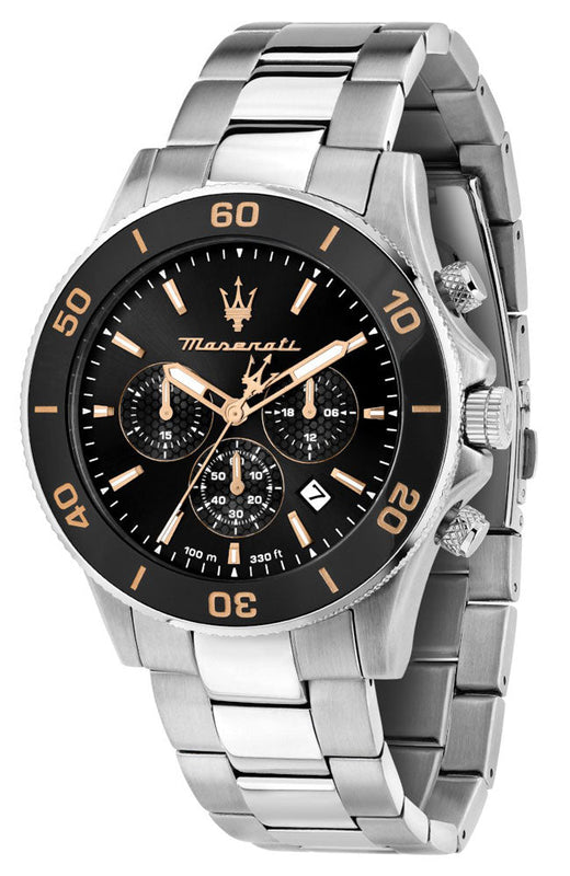  Shop Authentic Maserati Competizione Chronograph Black Dial Silver Steel Strap Watch For Men - R8873600003 - Luxxuri