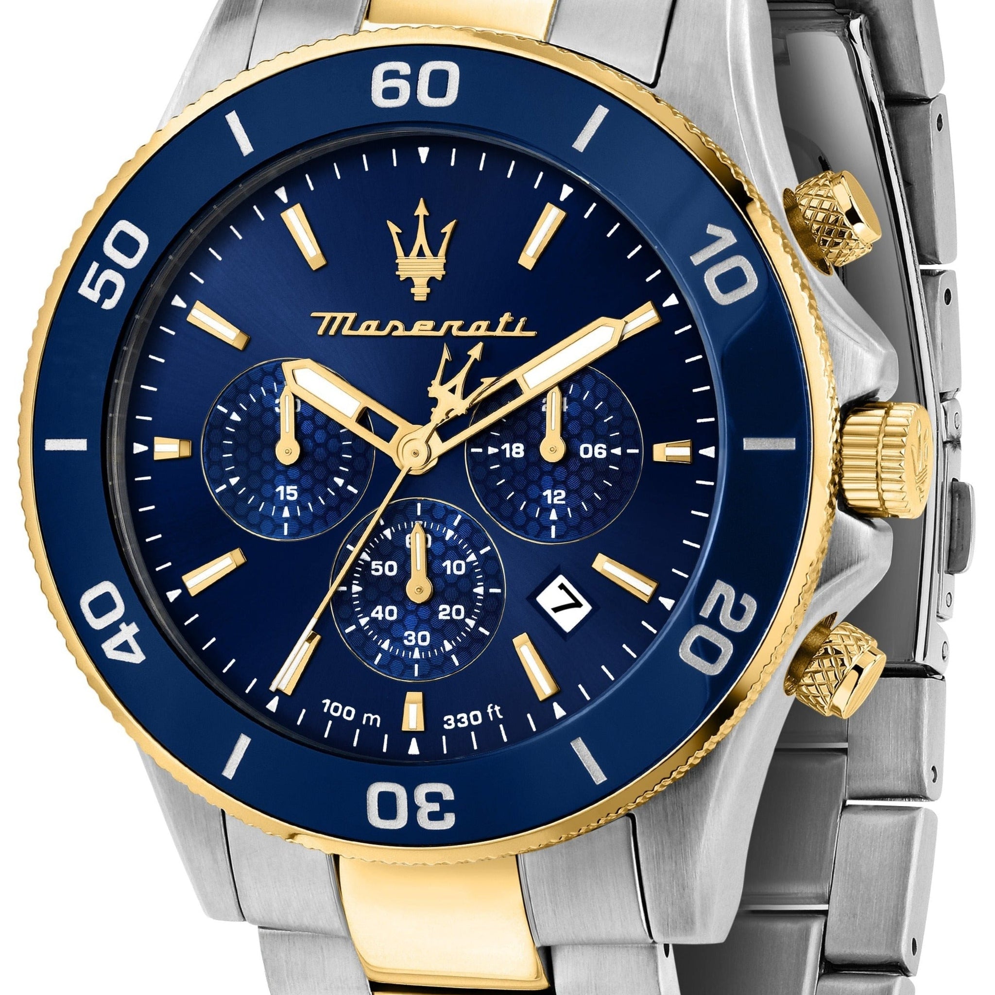  Shop Authentic Maserati Competizione Chronograph Blue Dial Two Tone Steel Strap Watch For Men - R8873600006 - Luxxuri
