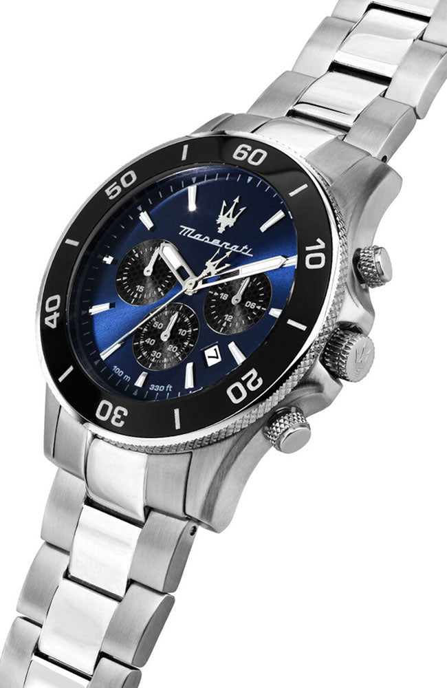 Maserati Competizione Chronograph Blue Dial Silver Steel Strap Watch For Men - R8873600009