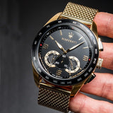  Shop Authentic Maserati Traguardo 45mm Quartz Gold Black Dial Watch For Men - R8873612010 - Luxxuri