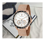  Shop Authentic Maserati Traguardo 45mm Chronograph Rose Gold Mesh Strap White Dial Watch For Men - R8873612011 - Luxxuri