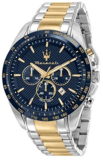  Shop Authentic Maserati Traguardo Chronograph Limited Edition Blue Dial Two Tone Steel Strap Watch For Men - R8873612046 - Luxxuri