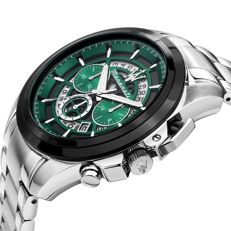  Shop Authentic Maserati Traguardo Chronograph Green Dial Silver Steel Strap Watch For Men - R8873612060 - Luxxuri