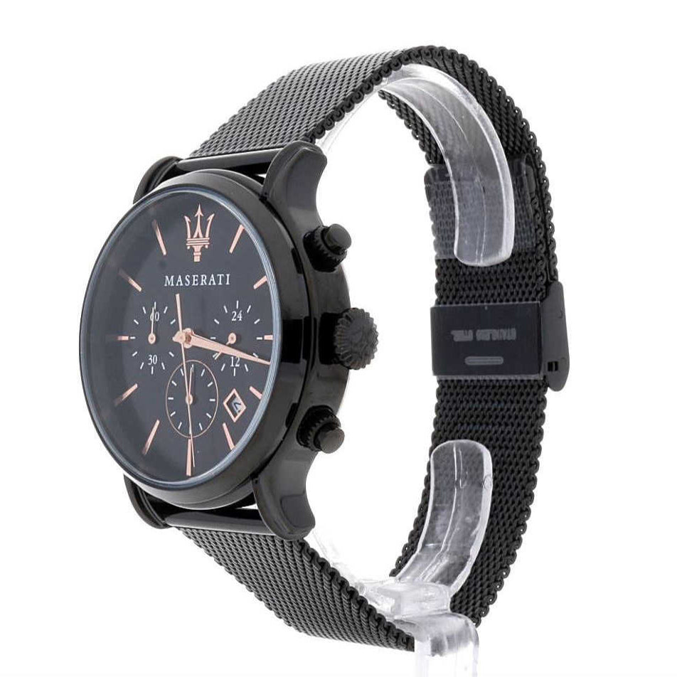 Maserati Epoca Chronograph Black Dial Black Mesh Strap Watch For Men - R8873618013