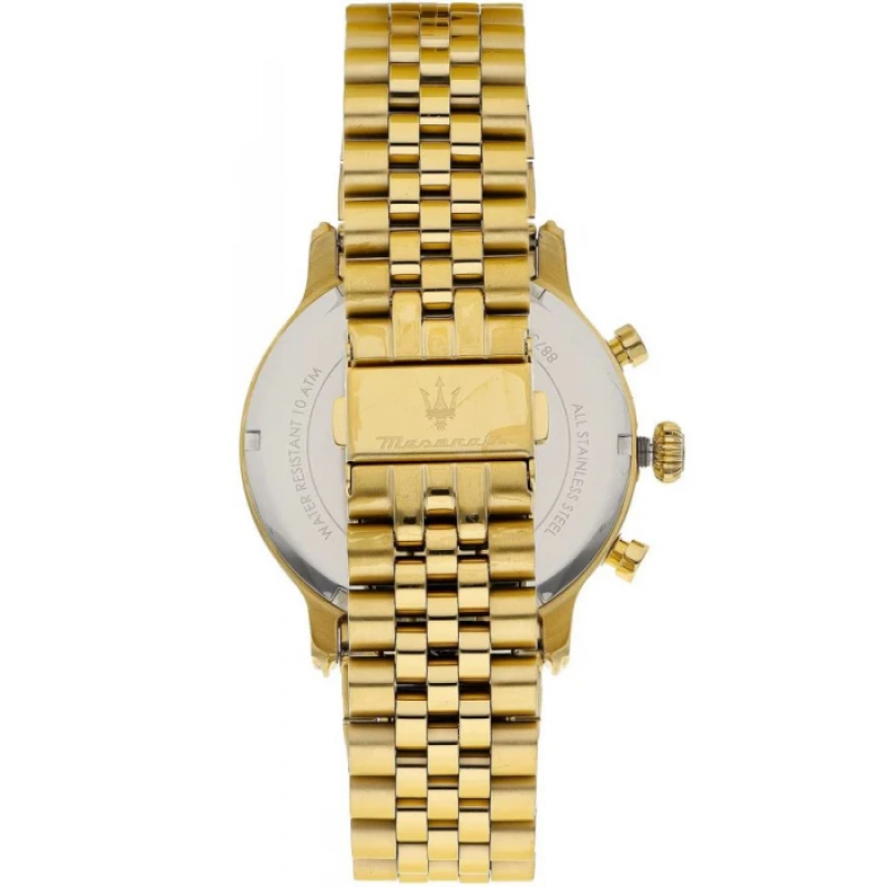 Maserati Epoca Chronograph Black Dial Gold Steel Strap Watch For Men - R8873618023