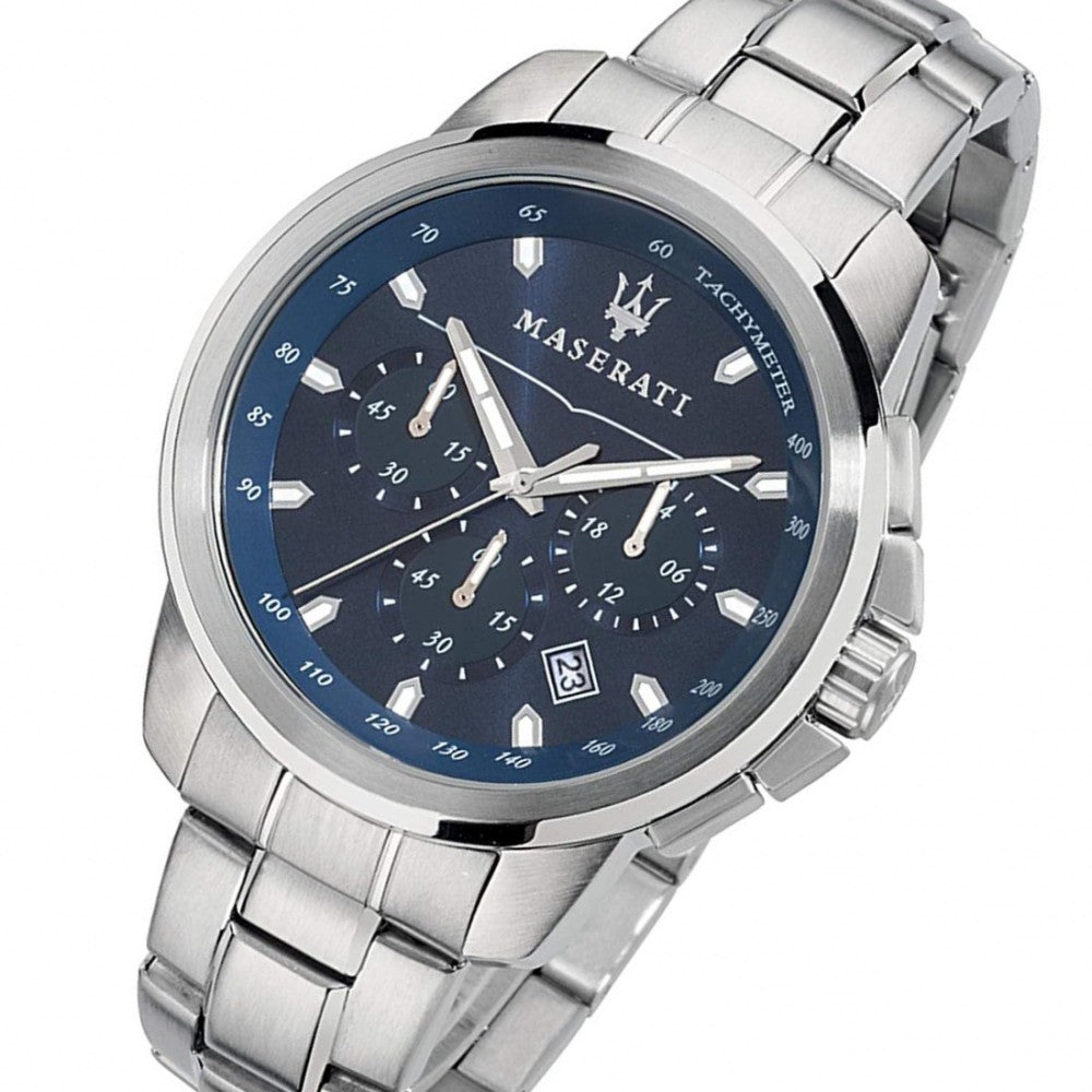  Shop Authentic Maserati Successo Chronograph Blue Dial Silver Steel Strap Watch For Men - R8873621002 - Luxxuri