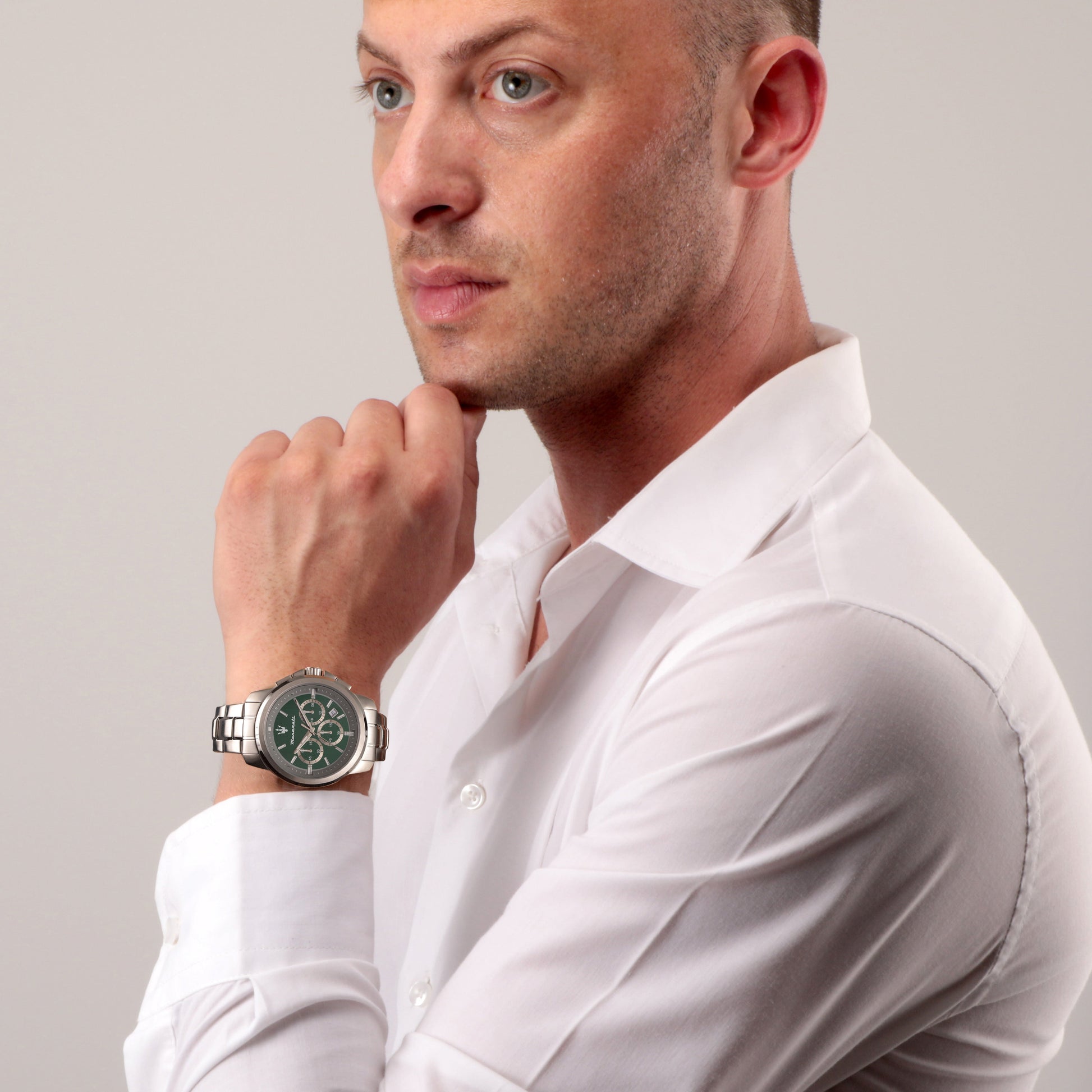  Shop Authentic Maserati Successo Chronograph Green Dial Silver Steel Strap Watch For Men - R8873621017 - Luxxuri