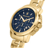  Shop Authentic Maserati Successo Chronograph Blue Dial Gold Steel Strap Watch For Men - R8873621021 - Luxxuri