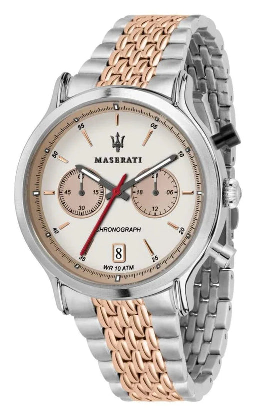  Shop Authentic Maserati Legend Chronograph 42mm Ivory Dial Stainless Steel Watch For Men - R8873638002 - Luxxuri