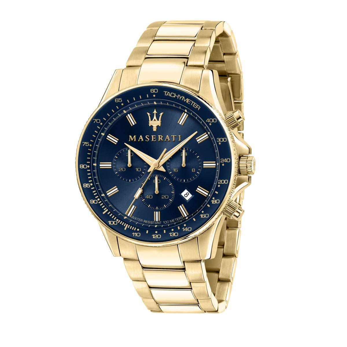  Shop Authentic Maserati SFIDA Analog Blue Dial Gold Stainless Steel Watch For Men - R8873640008 - Luxxuri