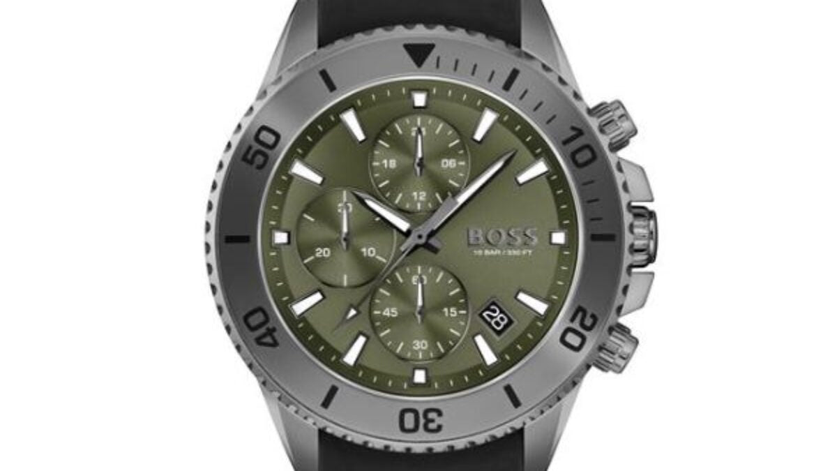 Hugo Boss Admiral Green Dial Black Silicon Rubber Strap Watch for Men - 1513967