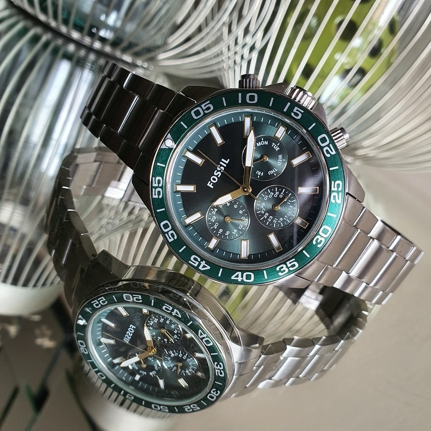  Shop Authentic Fossil Bannon Chronograph Green Dial Silver Steel Strap Watch for Men - BQ2492 - Luxxuri