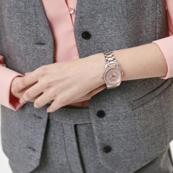  Shop Authentic Michael Kors Layton Three Hand Pink Dial Two Tone Steel Strap Watch For Women - MK6894 - Luxxuri