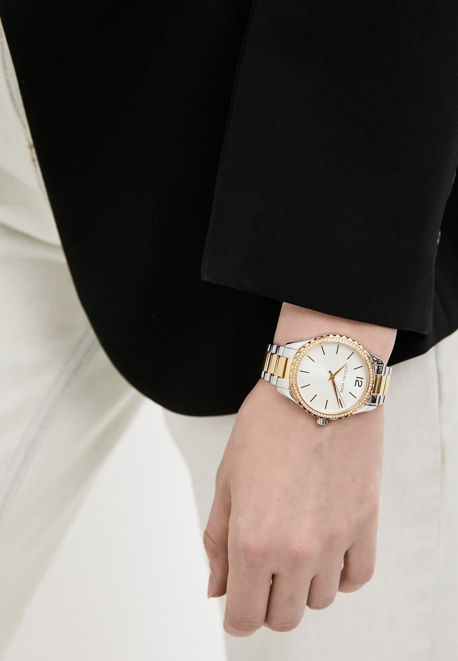  Shop Authentic Michael Kors Layton Quartz Silver Dial Two Tone Steel Strap Watch For Women - MK6899 - Luxxuri