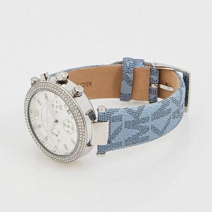  Shop Authentic Michael Kors Parker Silver Dial Blue Leather Strap Watch For Women - MK6936 - Luxxuri