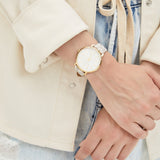  Shop Authentic Michael Kors Pyper Quartz Silver Dial White Leather Strap Watch For Women - MK2858 - Luxxuri