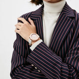  Shop Authentic Michael Kors Runway Quartz Rose Gold Dial White Leather Strap Watch For Women - MK6980 - Luxxuri