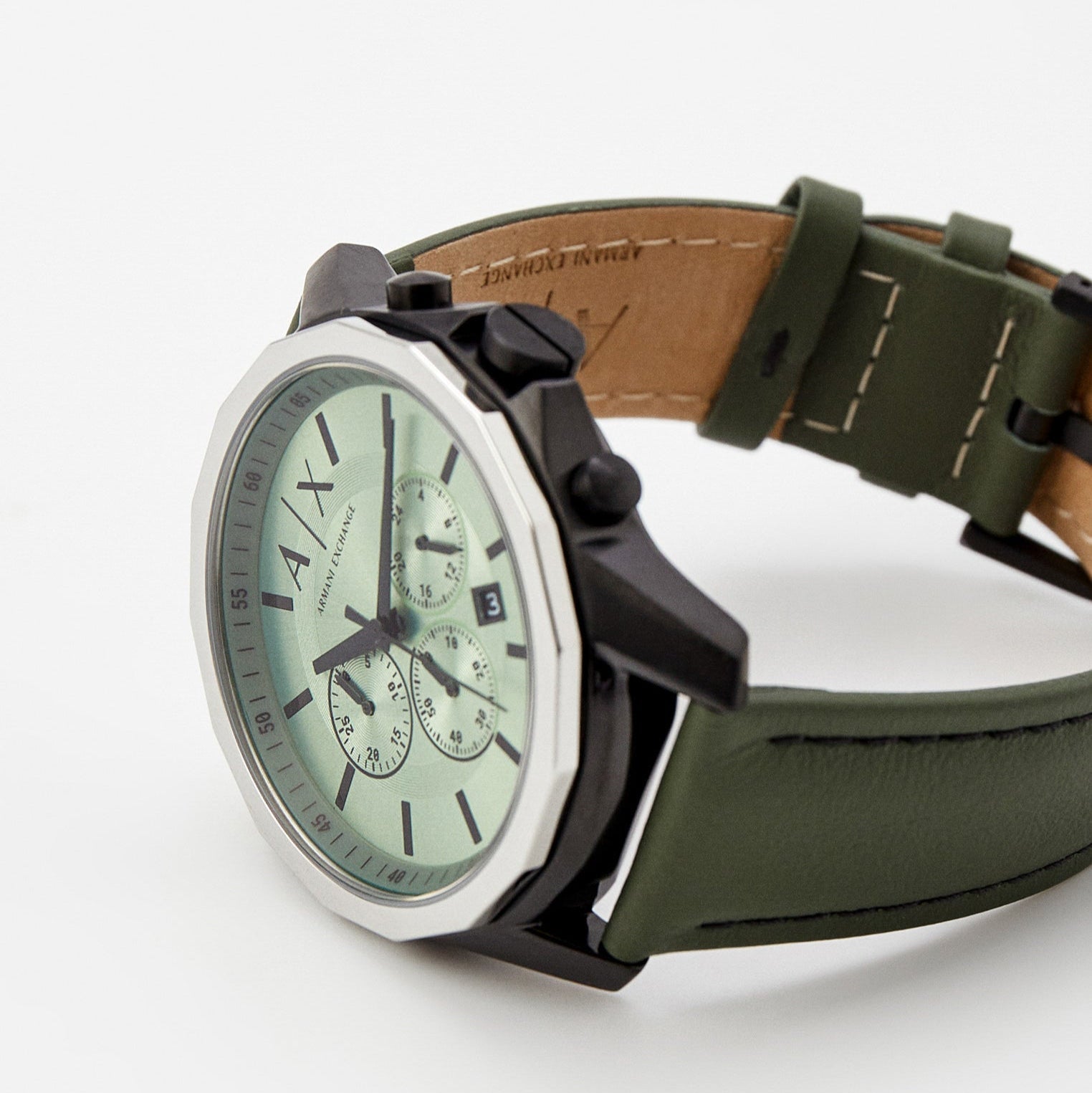  Shop Authentic Armani Exchange Banks Chronograph Green Dial Green Leather Strap Watch For Men - AX1725 - Luxxuri
